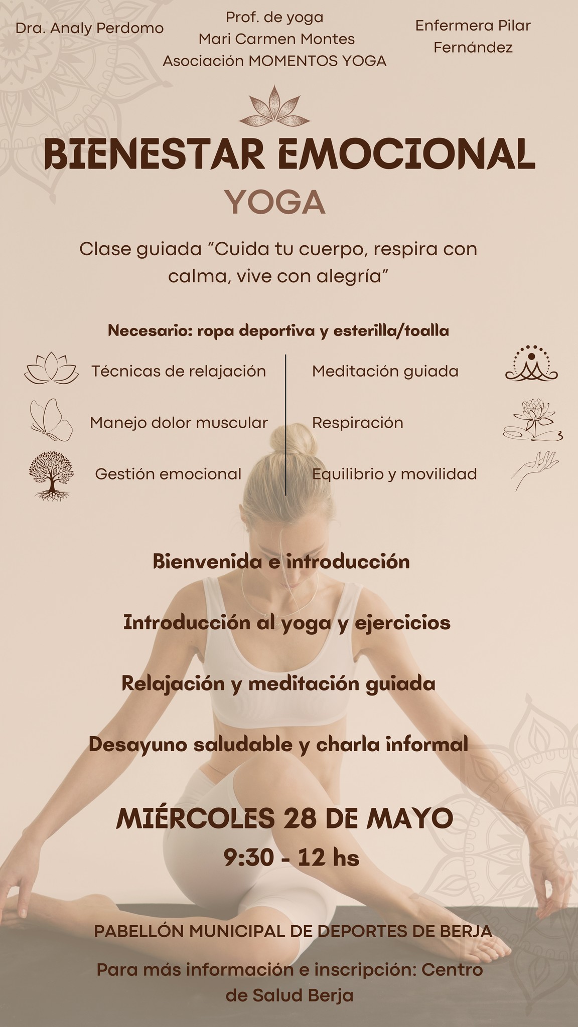 Berja organiza una jornada de yoga y bienestar emocional el 28 de mayo